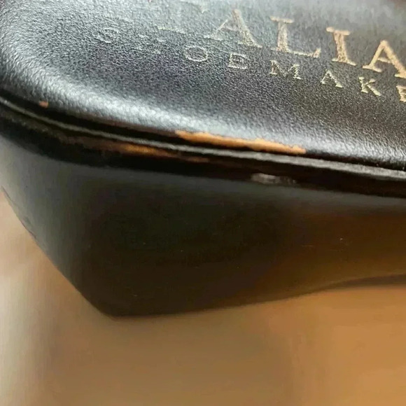 Italian Shoemakers black mules, with crossover leather straps, 2” heel - Picture 9 of 10